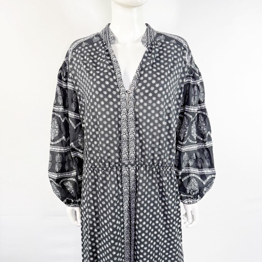 BOTEH Black HERMIA Maxi Dress Size 3 US 8 Casual Boho Summer Long Sleeve V-Neck - Picture 2 of 7